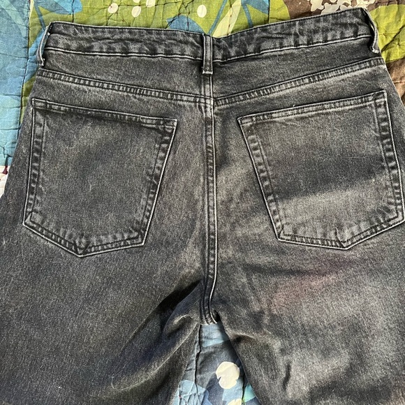 Topshop Mid-Rise Straight Jeans with Raw Hems - Picture 2 of 4